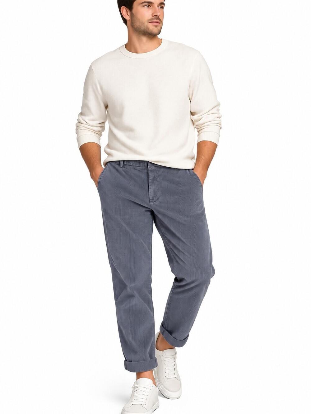 L.L.Bean Men's Comfort Waist Corduroy Pants Gray 42W x 29L